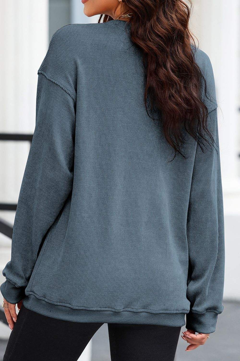 Glitter Ghost Round Neck Long Sleeve Sweatshirt - Trendsi - Flyclothing LLC