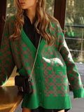 Geometric Pattern Button-Down Cardigan - Trendsi - Flyclothing LLC