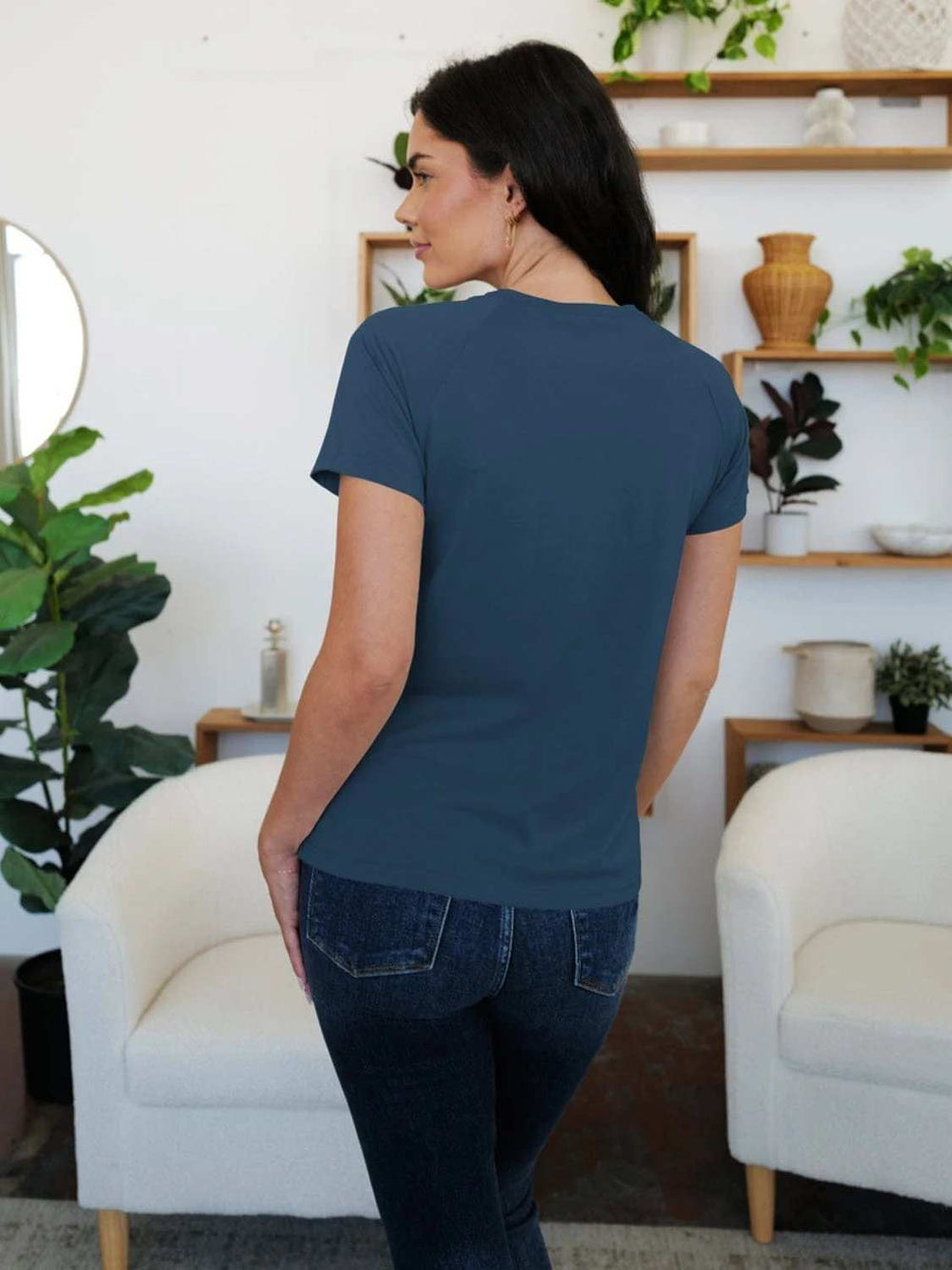 Round Neck Short Sleeve T-Shirt - Trendsi - Flyclothing LLC