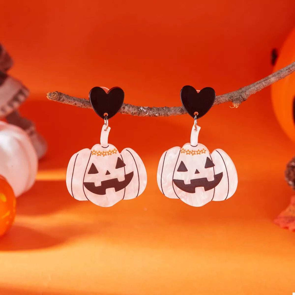 Halloween Pumpkin Heart Drop Earrings - Trendsi - Flyclothing LLC