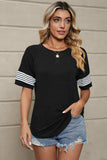 Striped Round Neck Short Sleeve T-Shirt - Trendsi - Flyclothing LLC