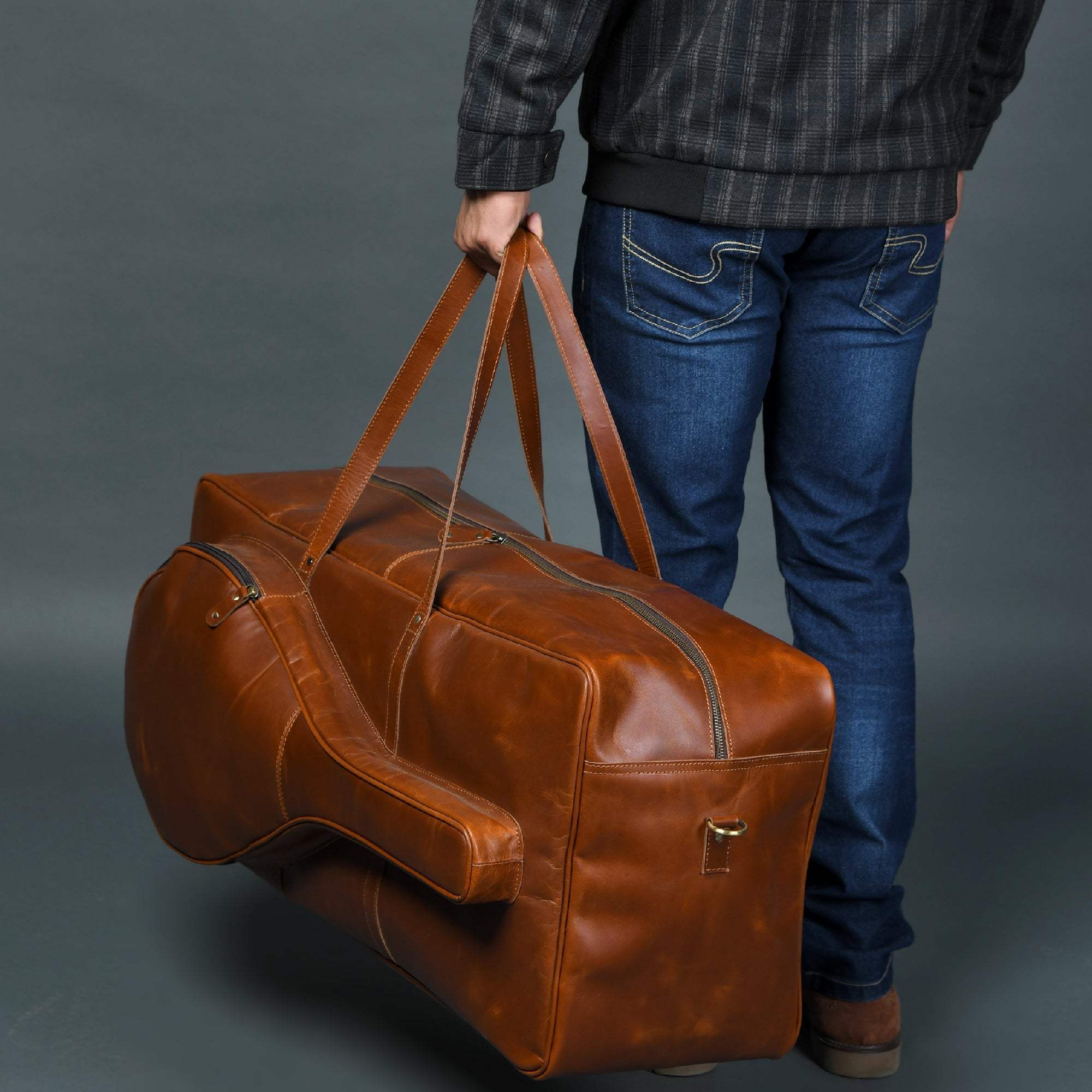 Buffalo Leather Tennis Duffle Bag - Classy Leather Bags - Flyclothing LLC