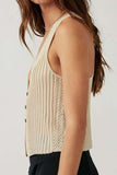 Button Down V-Neck Sweater Vest - Trendsi