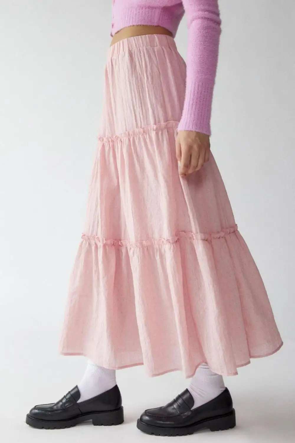 Frill Elastic Waist Skirt - Trendsi - Flyclothing LLC