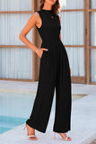 Mock Neck Sleeveless Wide Leg Jumpsuit - Trendsi - Flyclothing LLC