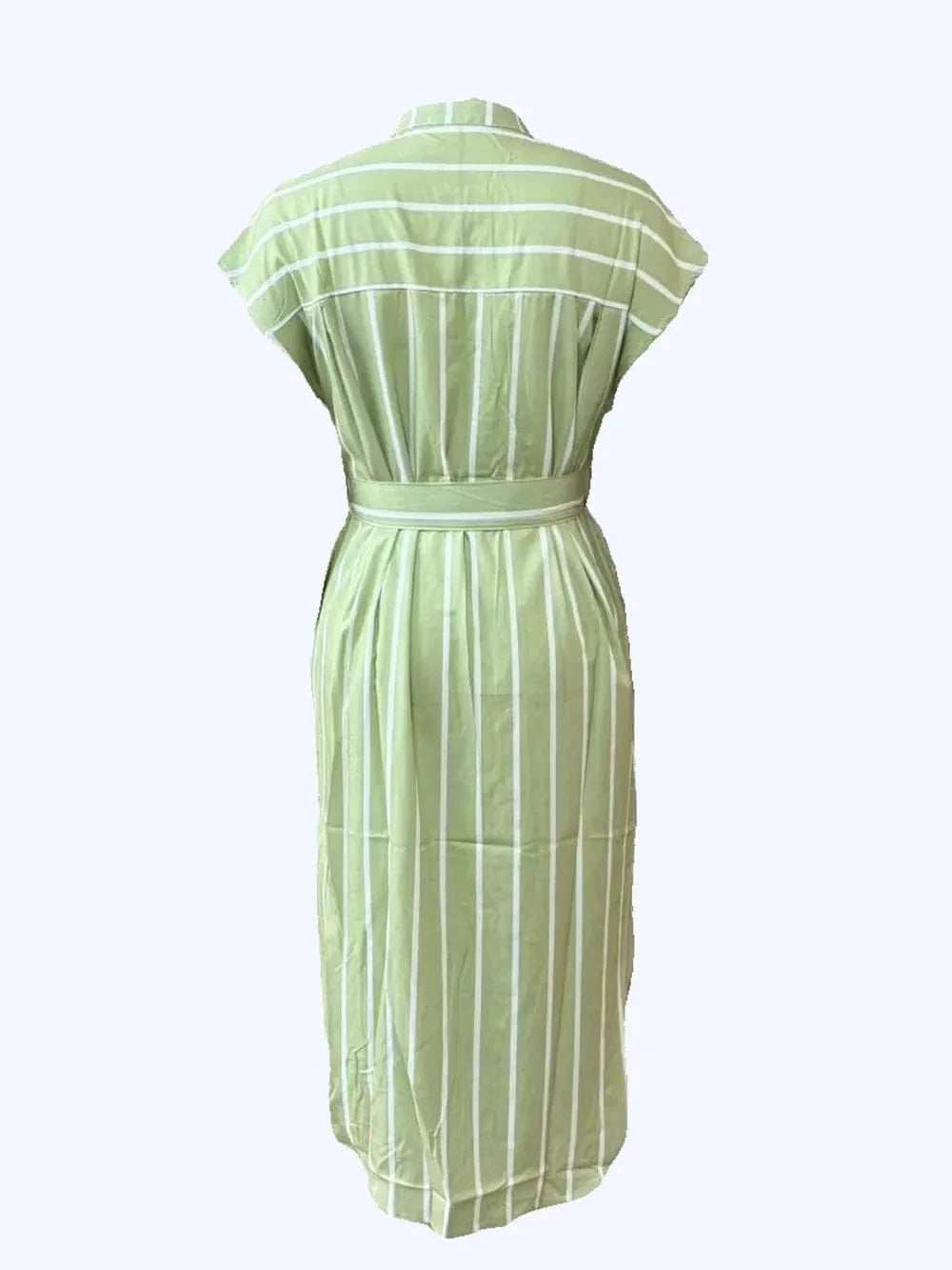 Striped Tie Waist Short Sleeve Dress - Trendsi - Flyclothing LLC