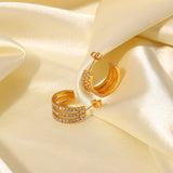 Stainless Steel Inlaid Zircon C-Hoop Earrings - Trendsi - Flyclothing LLC