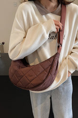 Plaid Quilted Adjustable Strap Crossbody Bag - Trendsi