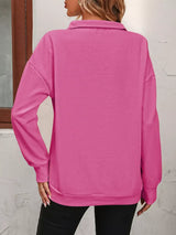 Quarter Zip Dropped Shoulder Sweatshirt - Trendsi - Flyclothing LLC