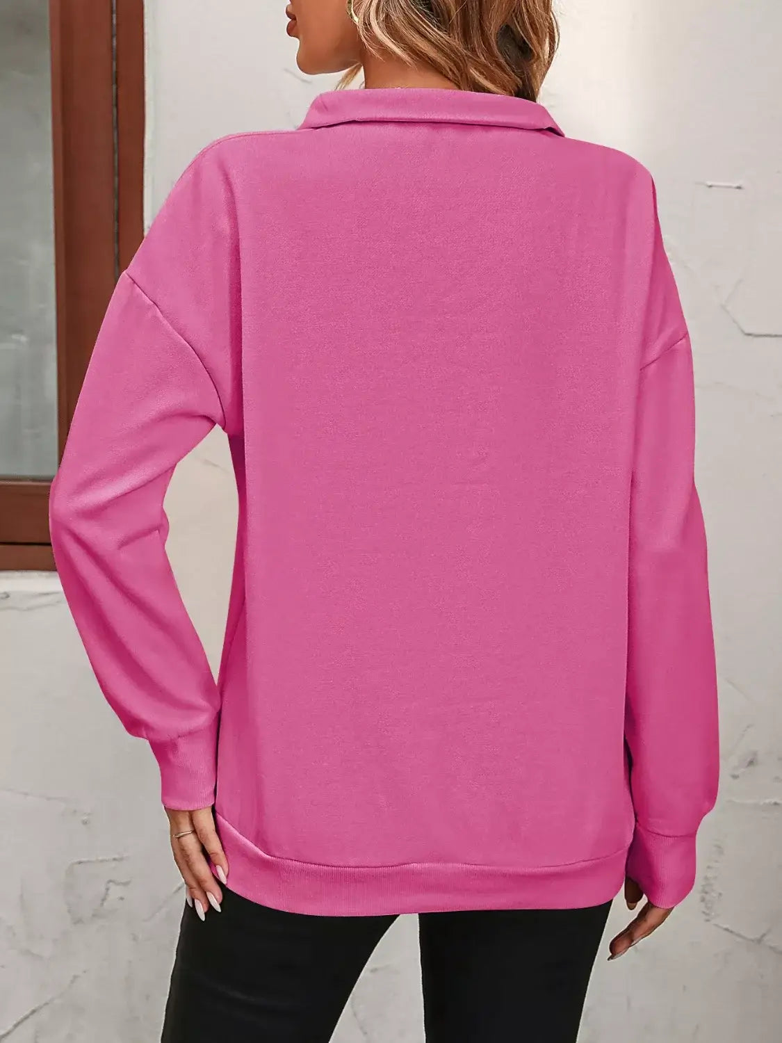 Quarter Zip Dropped Shoulder Sweatshirt - Trendsi - Flyclothing LLC