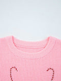 Merry Candy Cane Christmas Crew Neck Sweater - Trendsi - Flyclothing LLC