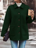 Pocketed Collared Neck Button Up Jacket - Trendsi - Flyclothing LLC