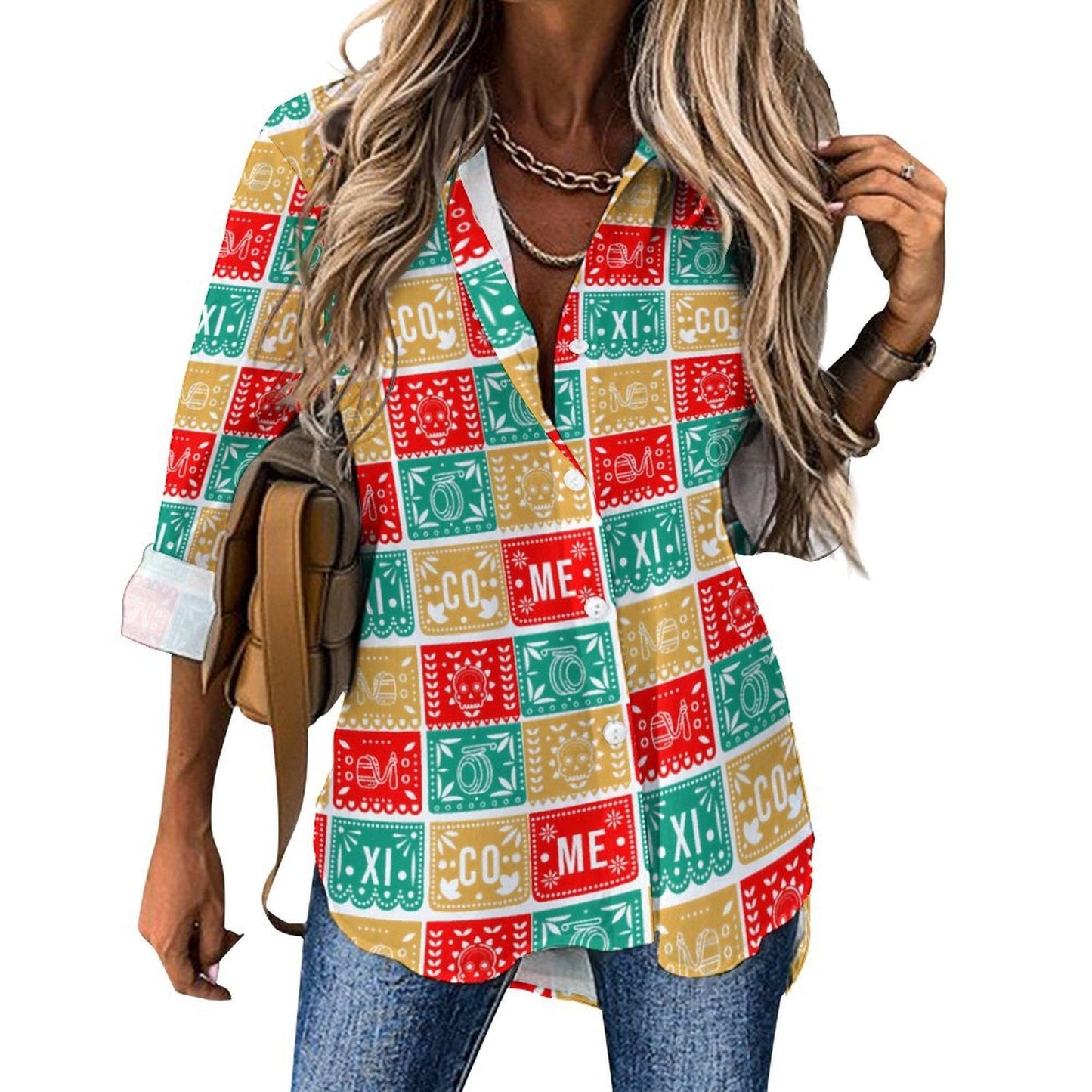 Baha Ranch Colores De Mexico Picado Mexican Button Up Blouse