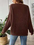 Contrast Dropped Shoulder Long Sleeve Sweater - Trendsi