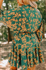 Printed Three-Quarter Sleeve Mini Dress - Trendsi - Flyclothing LLC