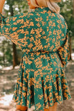 Printed Three-Quarter Sleeve Mini Dress - Trendsi - Flyclothing LLC