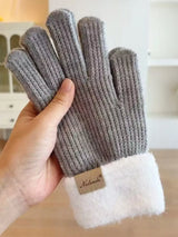 Knitted Warm Gloves with Plush Cuff - Trendsi - Flyclothing LLC