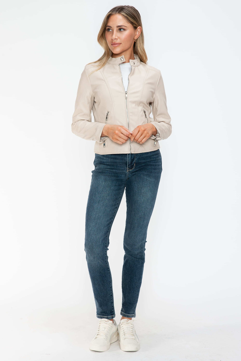 Snobbish PU Leather Zip Up Jacket with Pockets - Trendsi - Flyclothing LLC
