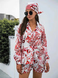 Printed Button Up Long Sleeve Shirt and Shorts Set - Trendsi - Flyclothing LLC