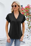 V-Neck Flutter Sleeve T-Shirt - Trendsi - Flyclothing LLC
