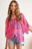 ADORA Fringe Hem Crochet Top - Trendsi