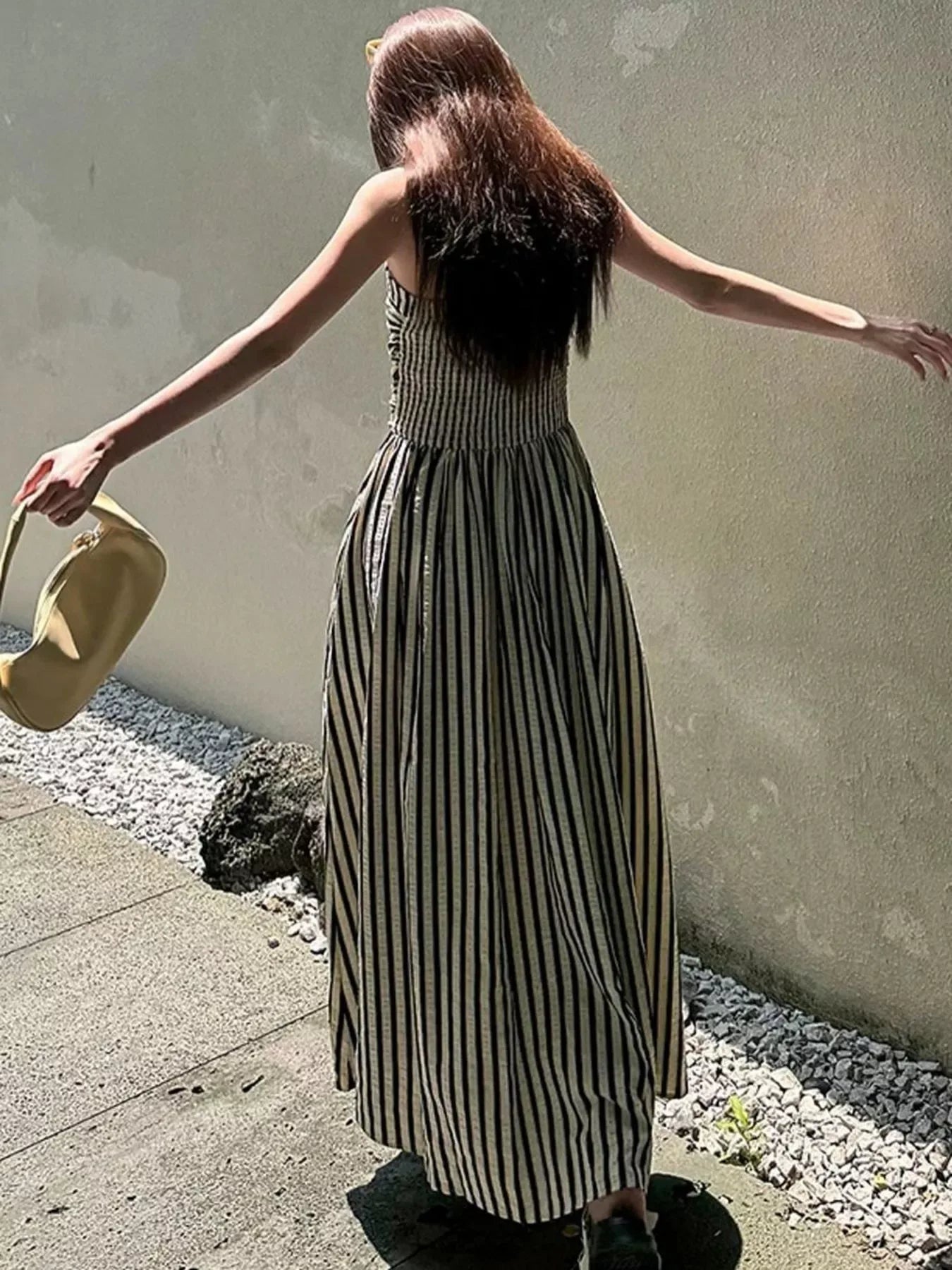 Striped Spaghetti Strap Casual Maxi Dress - Trendsi - Flyclothing LLC