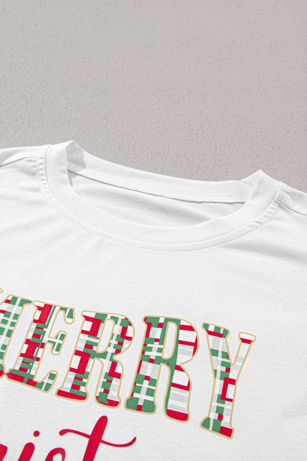 MERRY CHRISTMAS Round Neck Top and Plaid Pants Set - Trendsi - Flyclothing LLC