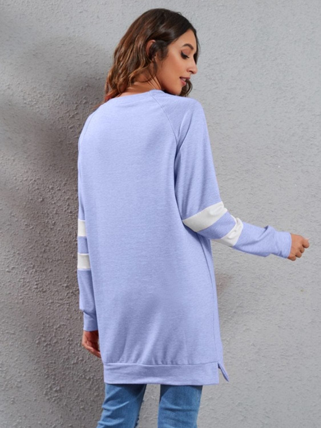 Full Size Striped Round Neck Long Sleeve T-Shirt - Trendsi