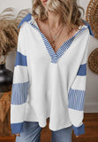 Color Block Johnny Collar Long Sleeve Sweatshirt - Trendsi - Flyclothing LLC