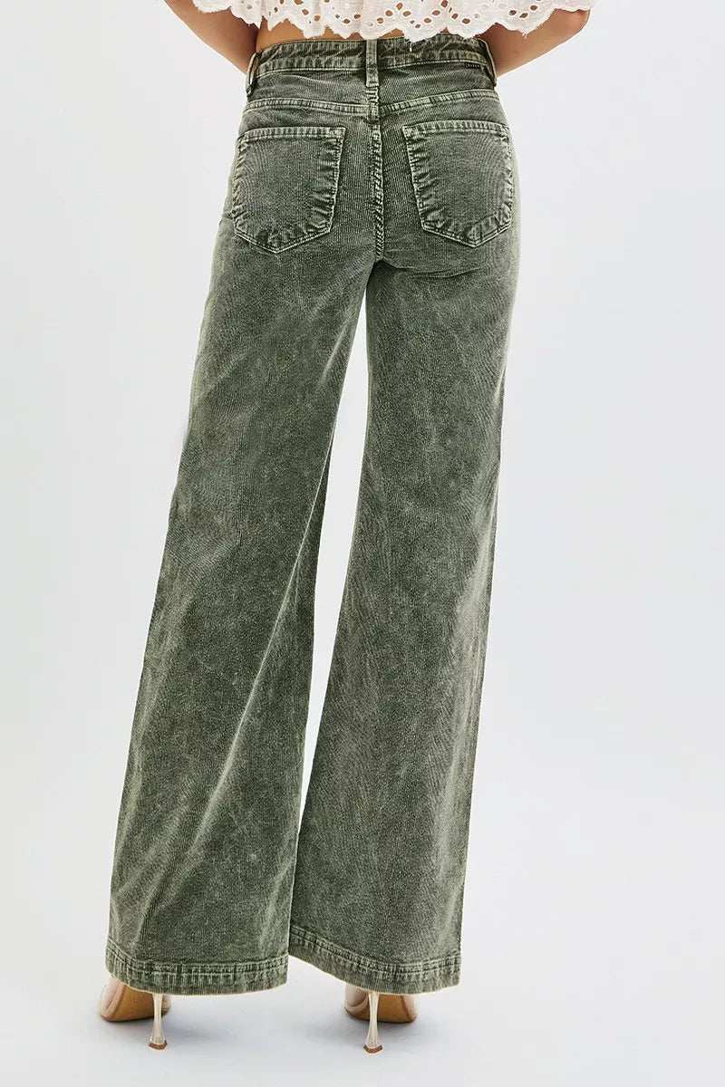 RISEN Full Size High Rise Wide Leg Corduroy Jeans Plus Size - Trendsi - Flyclothing LLC