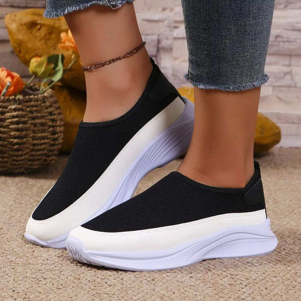 Mesh Contrast Flat Slip-Ons - Trendsi - Flyclothing LLC