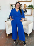 Double Take Full Size Surplice Wide Leg Jumpsuit with Pockets - Trendsi - Flyclothing LLC