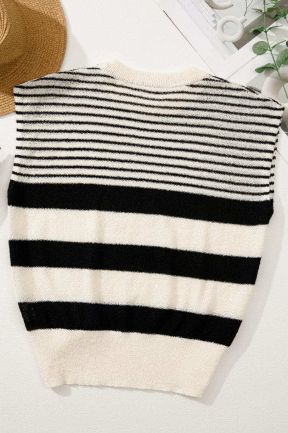 Striped Round Neck Sweater Vest - Trendsi - Flyclothing LLC