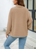 Textured Quarter Zip Long Sleeve Sweatshirt - Trendsi - Flyclothing LLC