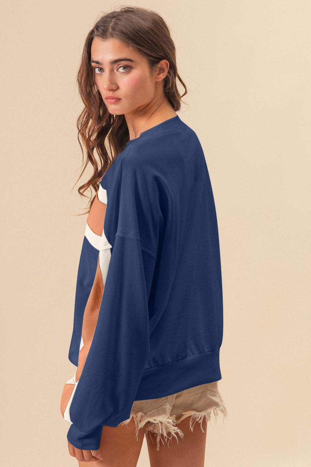 BiBi French Terry Color Block Cut Edge Detail Sweatshirt - Trendsi - Flyclothing LLC