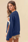 BiBi French Terry Color Block Cut Edge Detail Sweatshirt - Trendsi - Flyclothing LLC