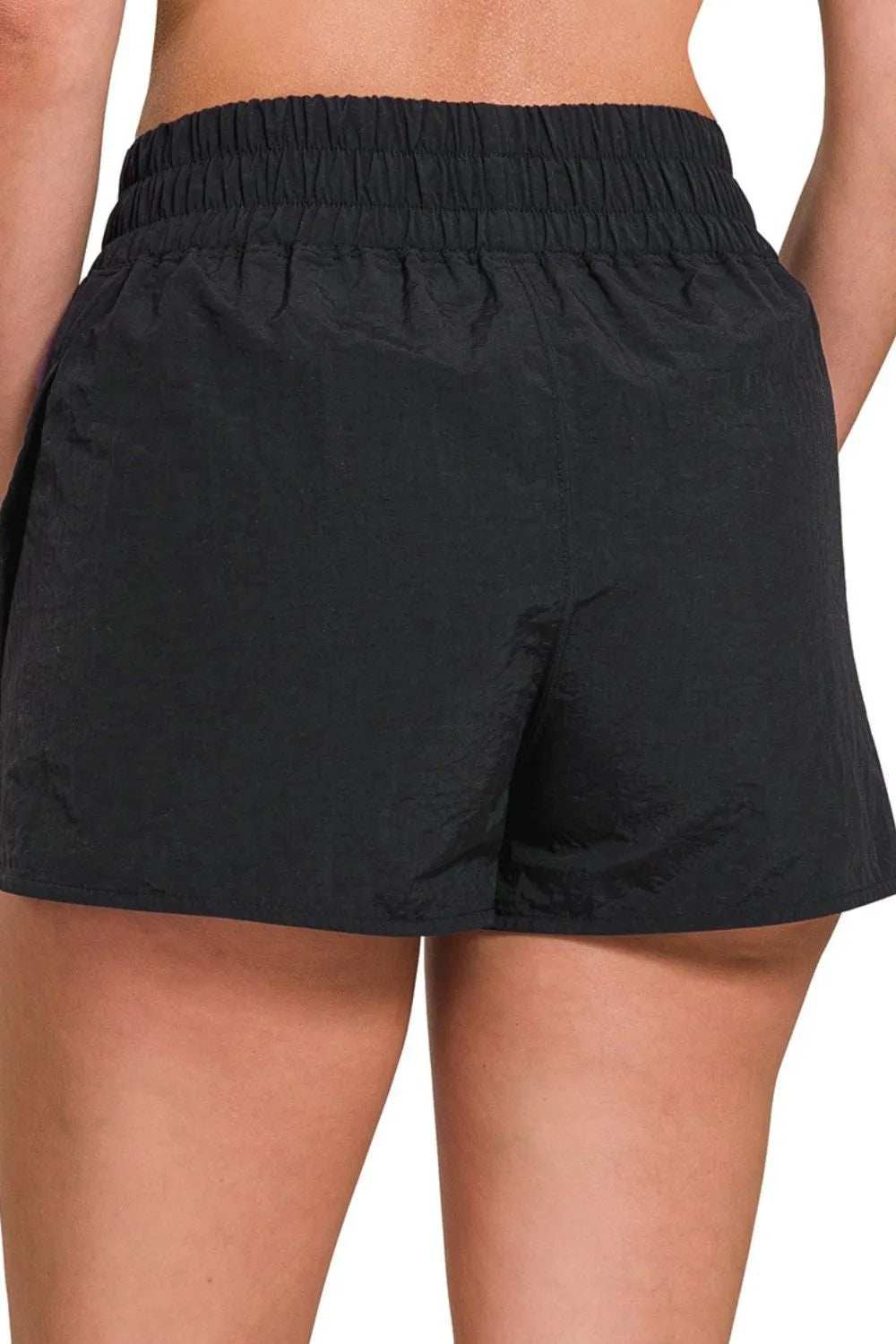Zenana Windbreaker Smocked Waistband Running Shorts - Trendsi - Flyclothing LLC