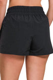 Zenana Windbreaker Smocked Waistband Running Shorts - Trendsi