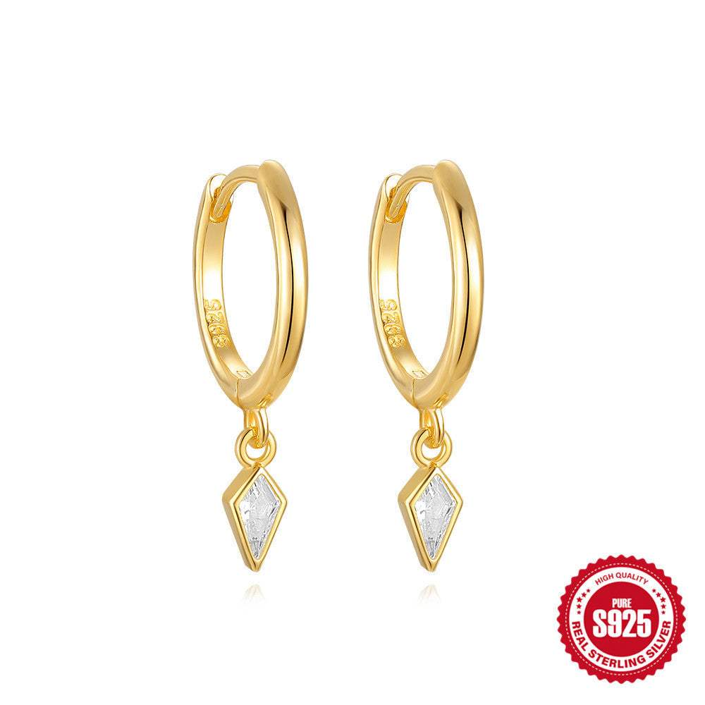 S925 Sterling Silver Kite-Shape Stone Earrings - My Store - Flyclothing LLC
