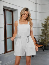 Drawstring Wide Strap Romper with Pockets - Trendsi - Flyclothing LLC