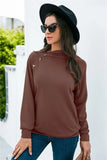 Decorative Button Long Sleeve Sweatshirt - Trendsi