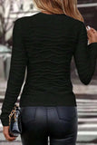 Textured Round Neck Long Sleeve Blouse - Trendsi - Flyclothing LLC