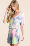 BiBi Tie Dye Casual Shorts with Twill Tape Drawstring - Trendsi - Flyclothing LLC