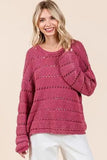 Mittoshop Openwork Round Neck Drop Shoulder Sweater - Trendsi
