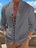 Men's Full Size Button Front Long Sleeve Shirt Plus Size - Trendsi - Flyclothing LLC