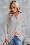Half Zip Pocketed Dropped Shoulder Sweatshirt - Trendsi - Flyclothing LLC