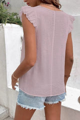 Full Size Ruffled V-Neck Cap Sleeve Blouse - Trendsi
