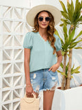 Swiss Dot Lace Detail V-Neck Blouse - Trendsi - Flyclothing LLC
