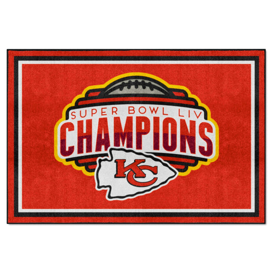 Kansas City Chiefs 5ft. x 8 ft. Plush Area Rug, 2020 Super Bowl LIV Champions - Kansas City Chiefs