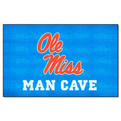 Ole Miss Rebels Man Cave Ulti-Mat Rug - 5ft. x 8ft., Light Blue Alternate - Ole Miss